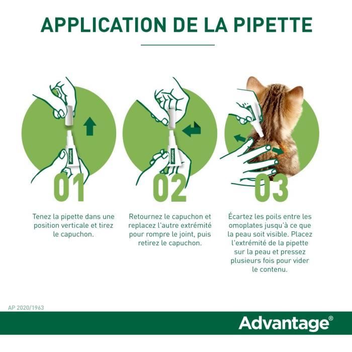 ADVANTAGE Solution Antipuce Chat Lapin 1 a 4kg 4 pipettes