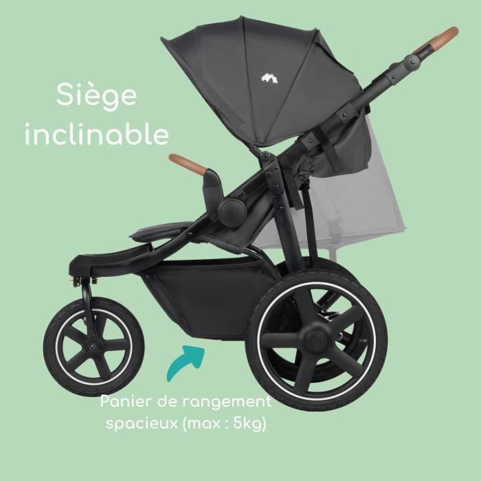 Bebeconfort Cloudy Poussette 3 roues Tout Terrain, 0 a 4 ans (22kg max) Inclinable, Pliage rapide, Guidon réglable, Mineral