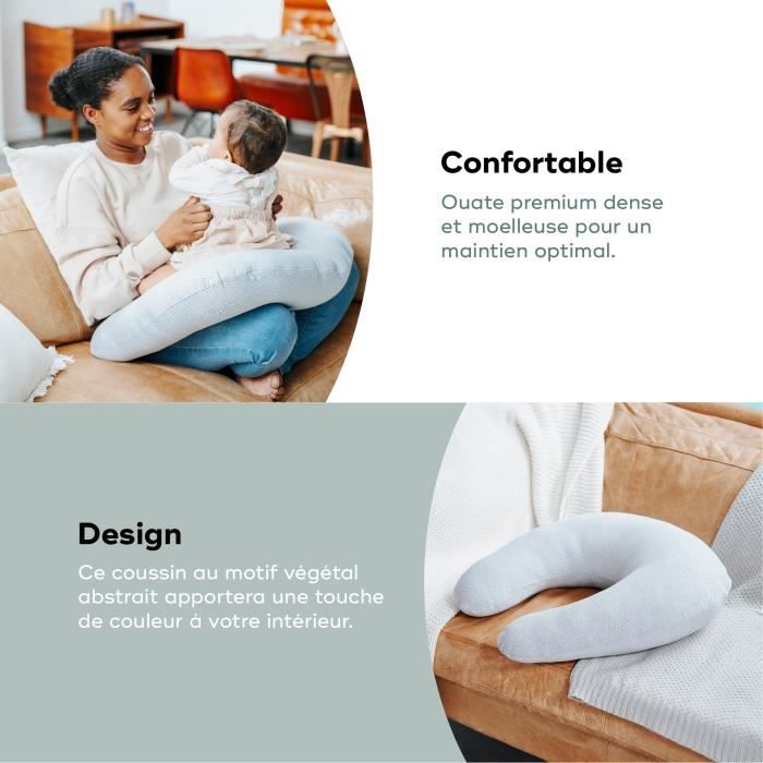 BABYMOOV B.LOVE Coussin de maternité et allaitement, certifié oeko-Tex et bio, mineral grey