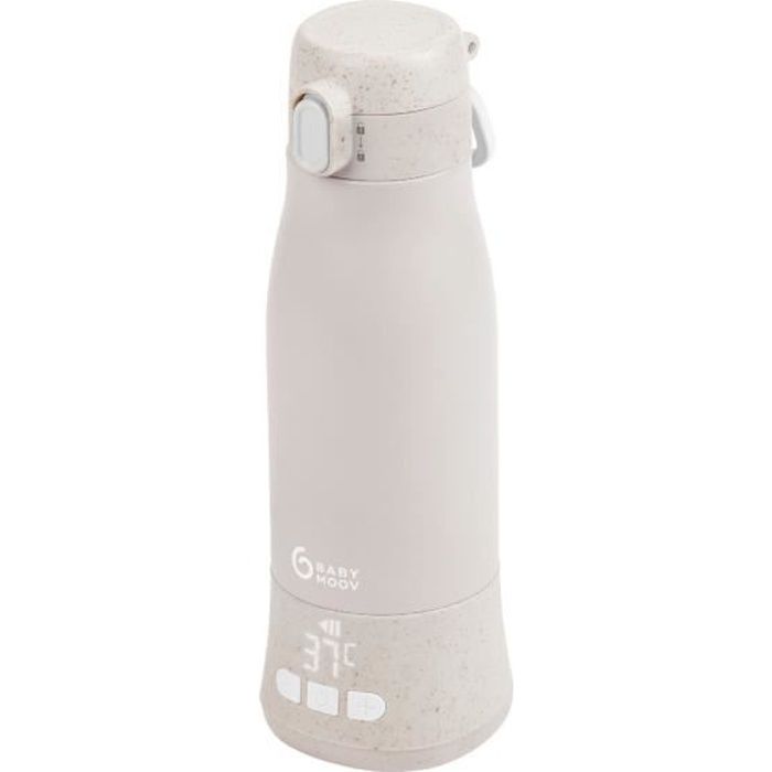 Chauffe-biberon nomade Moov & Feed - BABYMOOV - 340ml - minéral beige - Réglage température - Maintien chaud