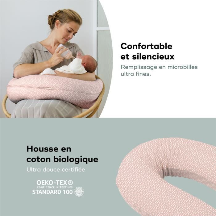 doomoo Coussin de Maternité et Coussin d'Allaitement Buddy, Ultra Confort, Certifié oeko-Tex, Cloudy Pink