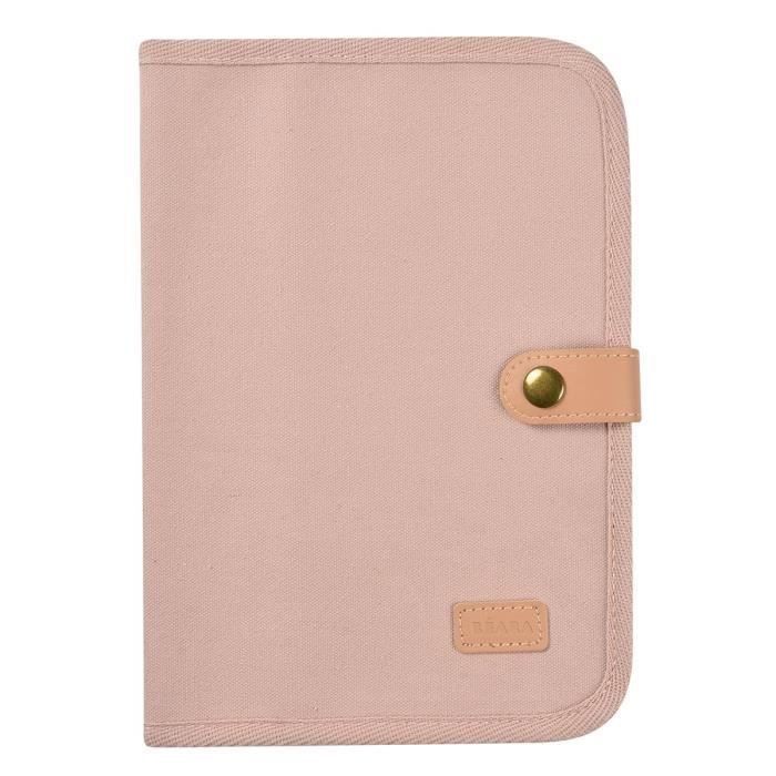 BEABA, Protege carnet de santé canvas rose poudré