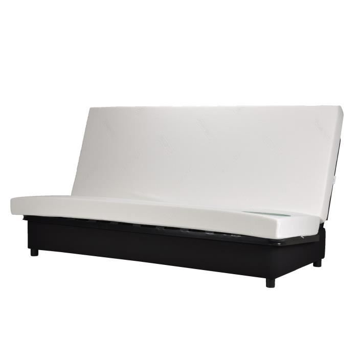 COMFORT BULTEX Banquette clic-clac 3 places -Tissu noir - Made in France - L 192 x P 95 cm - BEIJA