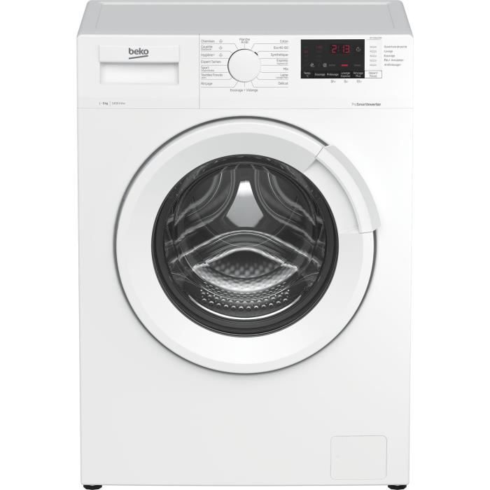 Lave-linge hublot BEKO WTV95220W - 9 kg - Induction - L60cm - 1400 trs/min - Classe A - Blanc