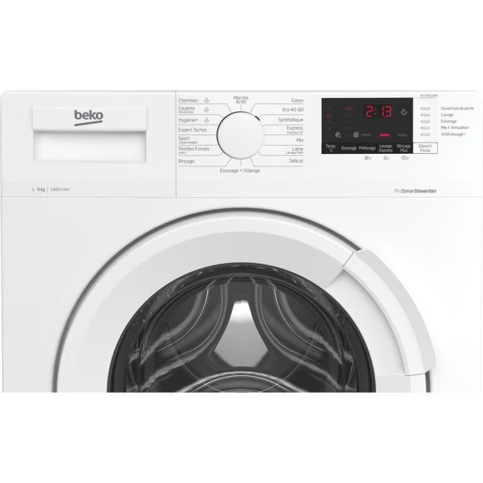 Lave-linge hublot BEKO WTV95220W - 9 kg - Induction - L60cm - 1400 trs/min - Classe A - Blanc