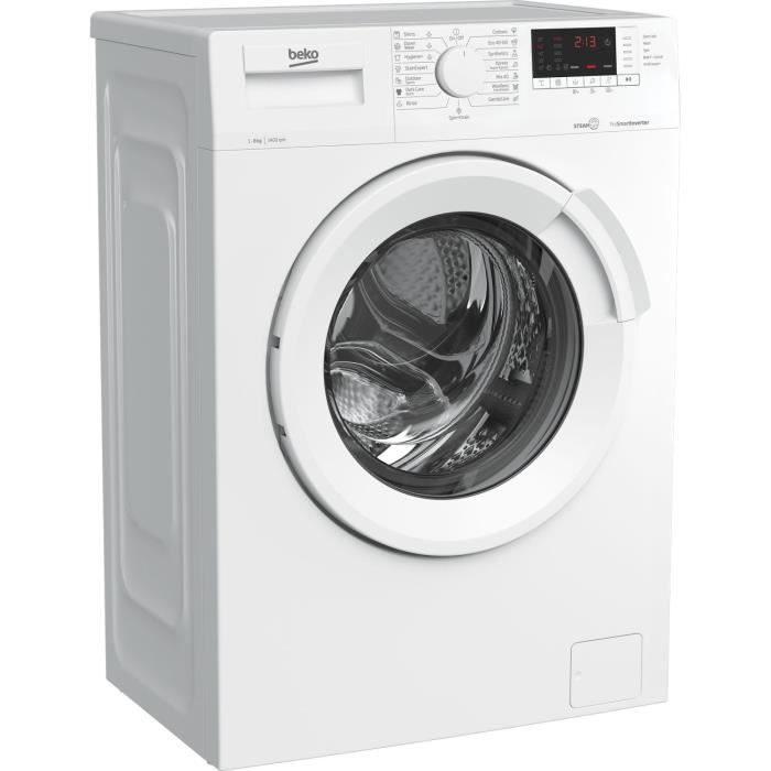 Lave-linge hublot BEKO b300 WUE8726XST - 8 kg - Induction - L60cm - 1400 trs/min - Classe A - Blanc