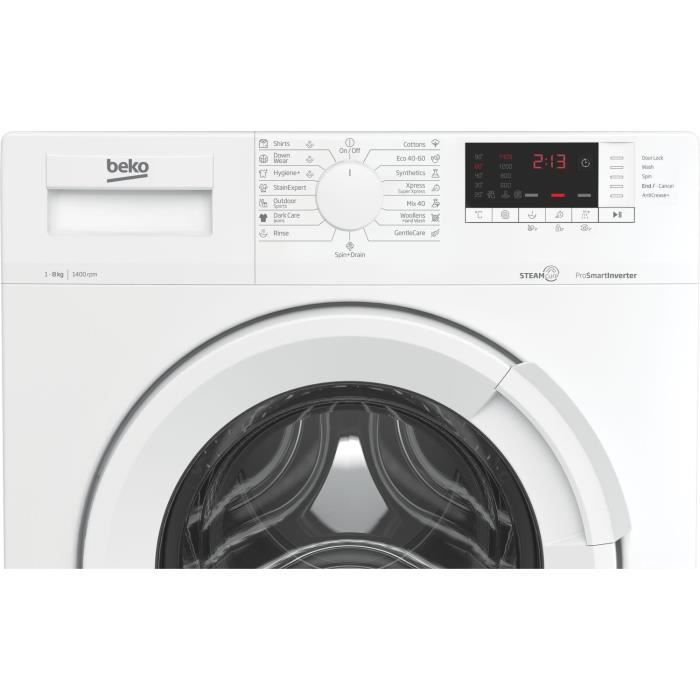 Lave-linge hublot BEKO b300 WUE8726XST - 8 kg - Induction - L60cm - 1400 trs/min - Classe A - Blanc