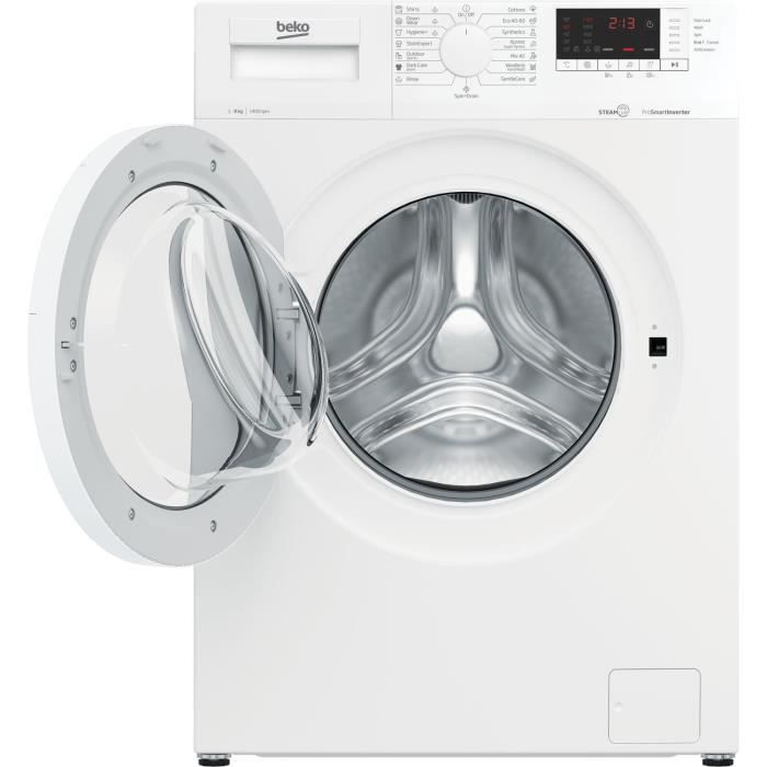 Lave-linge hublot BEKO b300 WUE8726XST - 8 kg - Induction - L60cm - 1400 trs/min - Classe A - Blanc