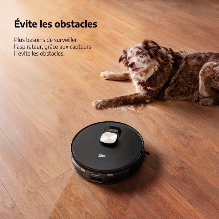 BEKO VRR94314VB - Aspirateur robot 2 en 1 - Connecté - Autonomie 240 minutes - 5000 pa - 4 vitesses - Noir