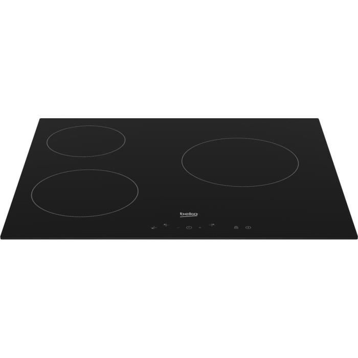 Table de cuisson vitrocéramique - BEKO - 3 foyers - 60 cm - HIC63400