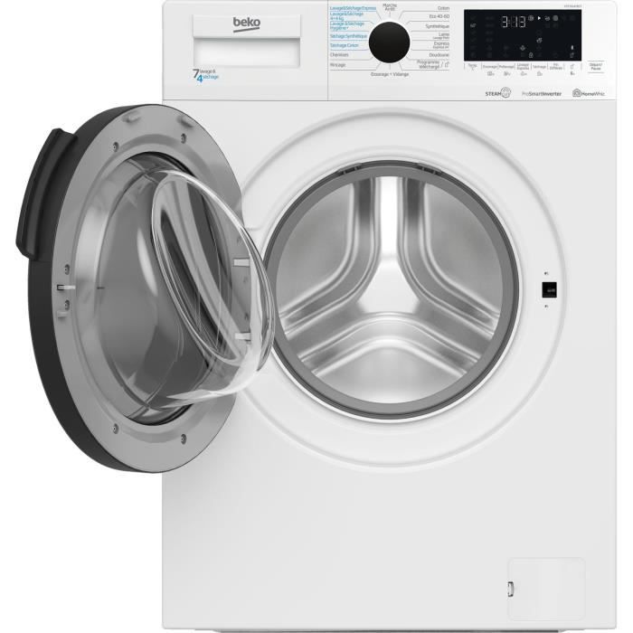 Lave-linge séchant BEKO b300 HTE7614YBST - 7 / 4 kg - Induction - L60cm - 1200 trs/min - Blanc