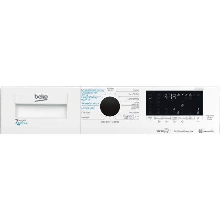 Lave-linge séchant BEKO b300 HTE7614YBST - 7 / 4 kg - Induction - L60cm - 1200 trs/min - Blanc