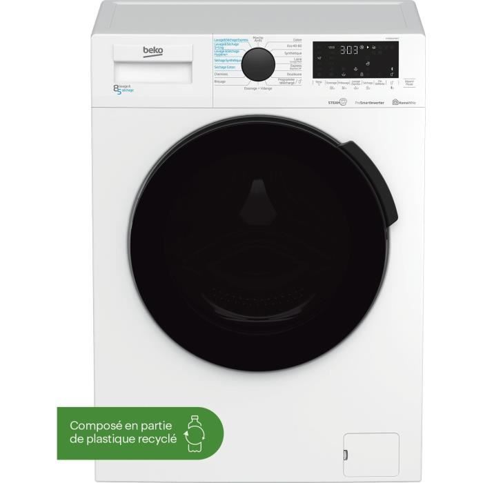 Lave-linge séchant BEKO b300 HTE8614YBST - 8 / 5 kg - Induction - 1200 trs/min - Classe E - Blanc