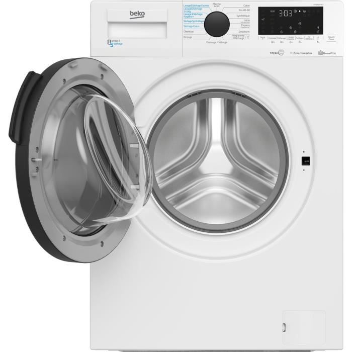 Lave-linge séchant BEKO b300 HTE8614YBST - 8 / 5 kg - Induction - 1200 trs/min - Classe E - Blanc