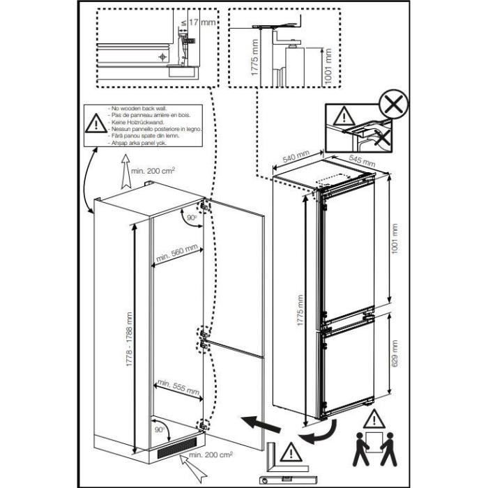 Réfrigérateur combiné intégrable BEKO BCHA275K4SN - 2 portes - 262 L - Semi No Frost - Blanc