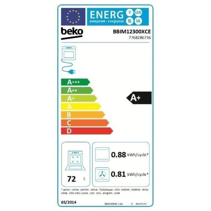 Four encastrable - BEKO - BBIM12300XCE - Chaleur pulsée 3D - 72 L - Inox