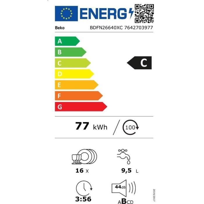 Lave-vaisselle pose libre BEKO BDFN26640XC - 16 couverts - Induction - L60cm - 44dB - Inox