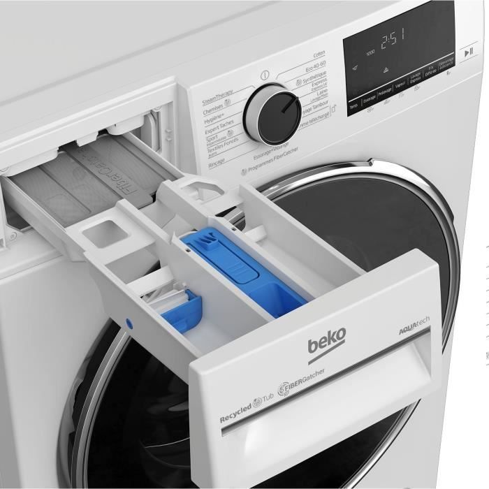 Lave-linge hublot BEKO bPRO 500 B5WFT59419W - 9 kg - Induction - L60cm - 1400 trs/min - Classe A - Blanc