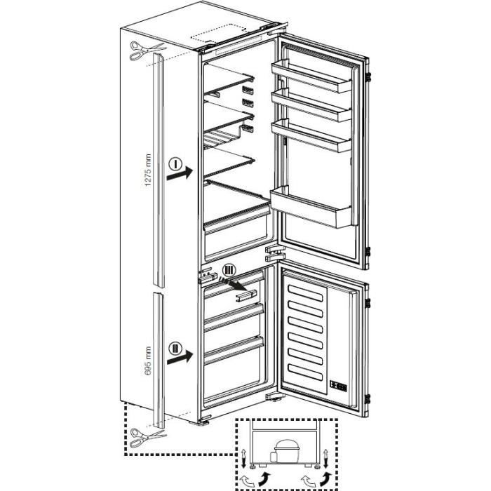 Réfrigérateur combiné BEKO - BCHA306E4SN - portes - intégrable - 289 L (220L+69L) - 193x55x54 cm