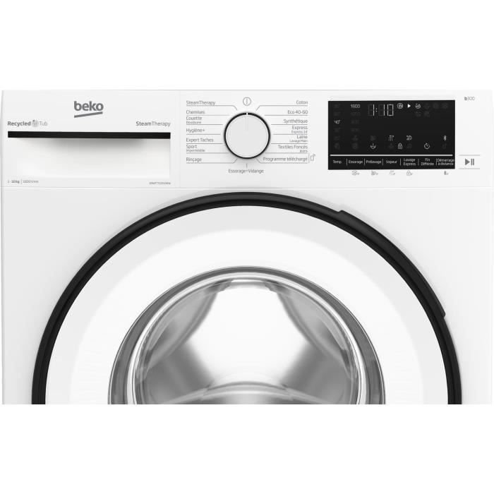 Lave-linge hublot BEKO b300 B3WFT51062WW - 10 kg - Induction - L60cm - 1600 trs/min - Classe B - Blanc