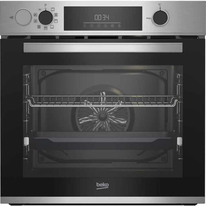 Four encastrable - Chaleur pulsée 3D - BEKO - BBIS14300XMPSE - Inox - 72 L - Porte froide GIFAM - 59,4x56,7x59,5 cm