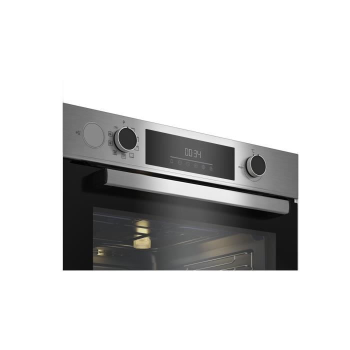 Four encastrable - Chaleur pulsée 3D - BEKO - BBIS14300XMPSE - Inox - 72 L - Porte froide GIFAM - 59,4x56,7x59,5 cm