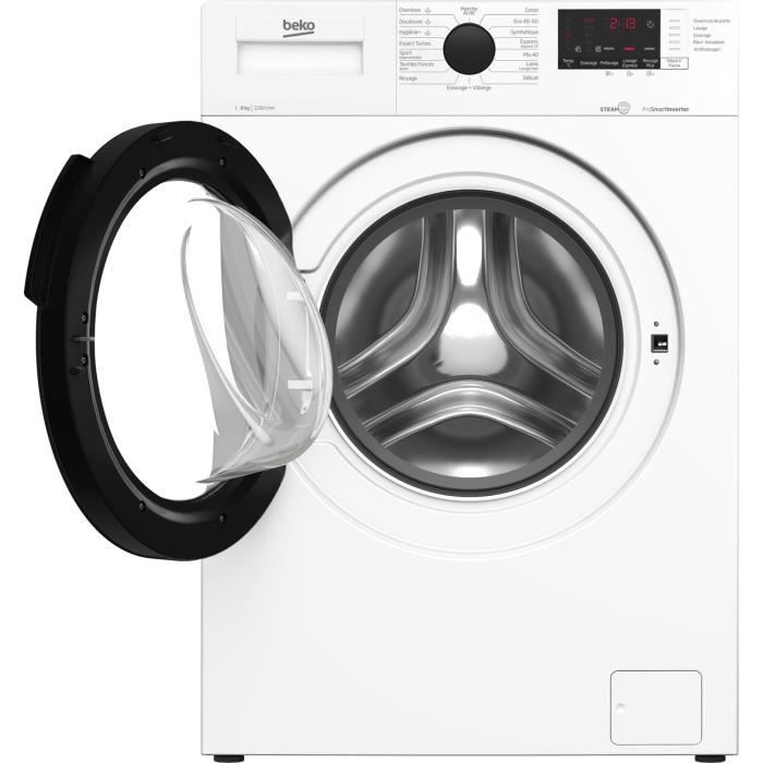 Lave-linge hublot BEKO WUV82221BW - 8 kg - Induction - L60cm - 1200 trs/min - Classe A - Blanc