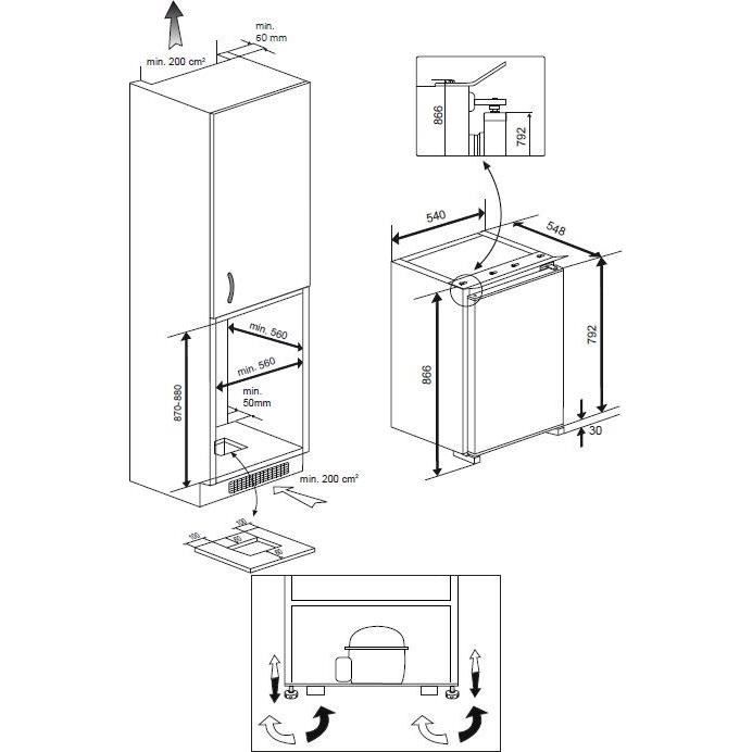 Réfrigérateur BEKO - B1854N - Table top - intégrable - 110 L (97L+13L) - 86x55x55 cm