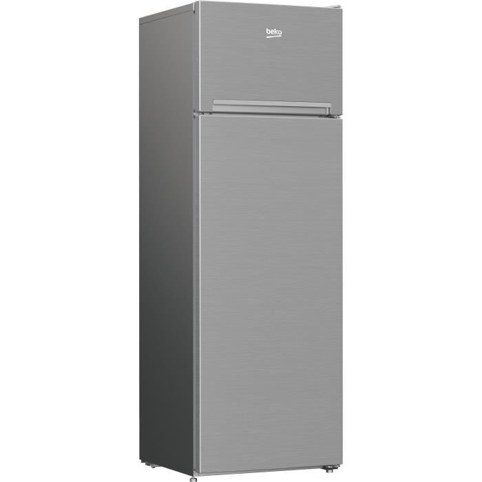 Réfrigérateur pose-libre double porte - BEKO - RDSA280K40SN - Classe E - 250 L - 160,6 x 54 x 57,4 cm - Gris Acier