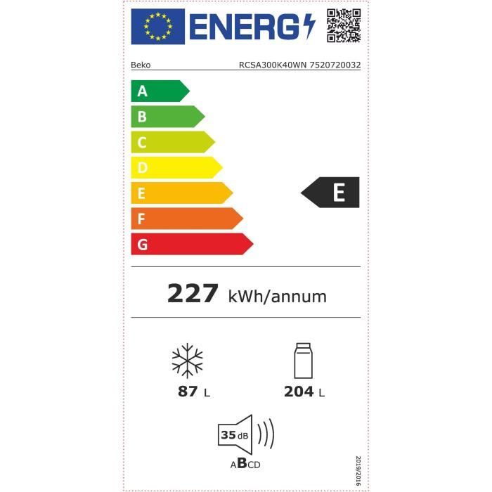 Réfrigérateur congélateur en bas Beko RCSA300K40WN