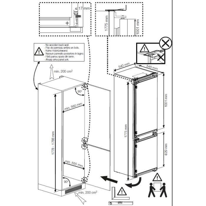 Réfrigérateur combiné intégrable - BEKO - Statique - Classe E - 271 L - 54,5 x 54 x 177,5 cm - Blanc