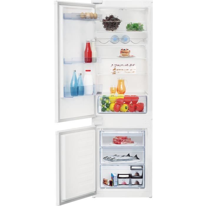 Réfrigérateur combiné intégrable - BEKO - Statique - Classe E - 271 L - 54,5 x 54 x 177,5 cm - Blanc