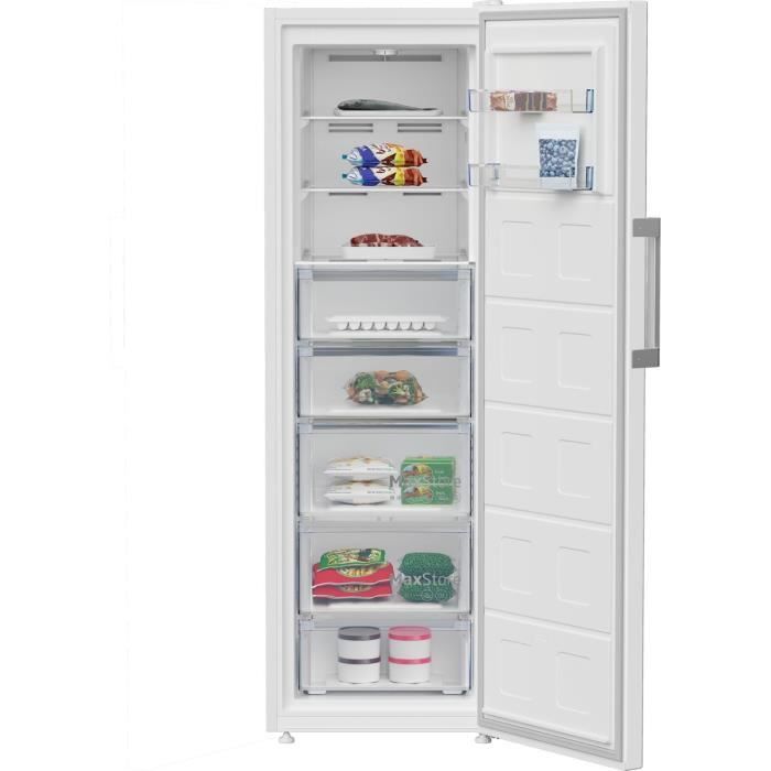 Congélateur armoire - BEKO - B1RFNE314W - Froid ventilé - Classe E - 286 L - 186,5 x 59,7 x 70,9 cm - Blanc