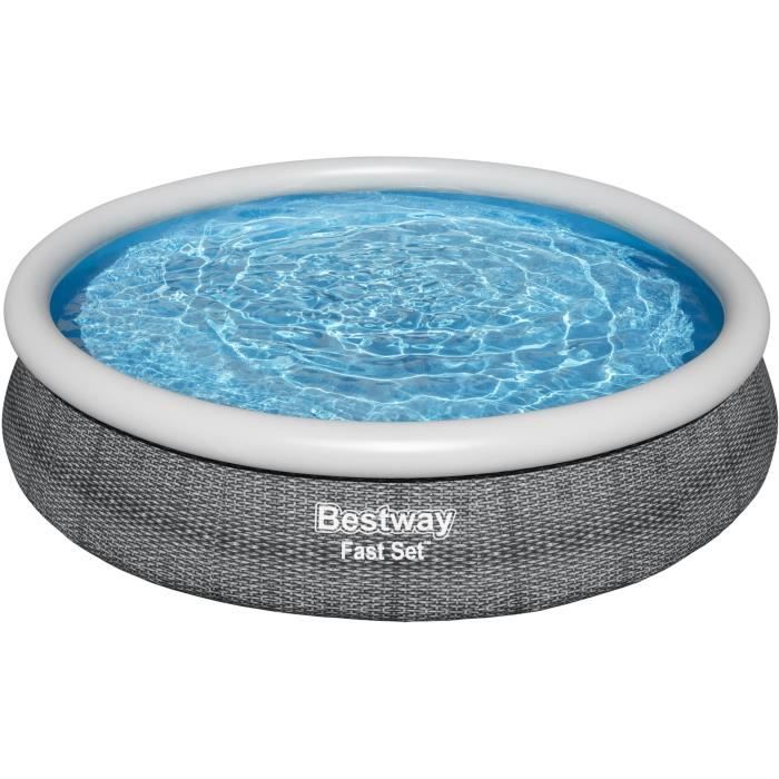 Kit Piscine hors sol autoportante BESTWAY - Fast Set - 366x76cm - Ronde (Livrée avec une pompe et cartouche de filtration)