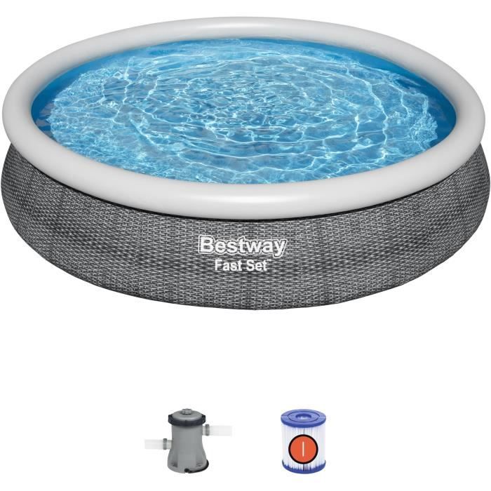 Kit Piscine hors sol autoportante BESTWAY - Fast Set - 366x76cm - Ronde (Livrée avec une pompe et cartouche de filtration)