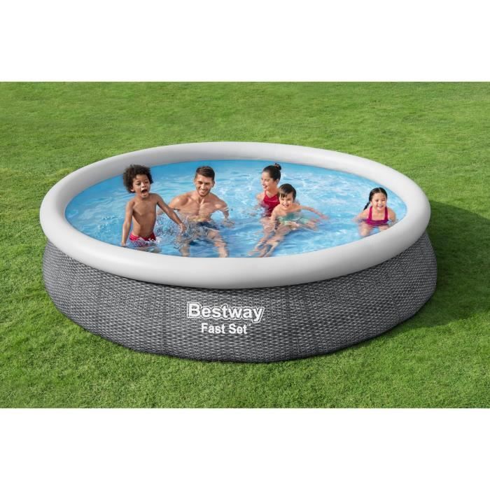 Kit Piscine hors sol autoportante BESTWAY - Fast Set - 366x76cm - Ronde (Livrée avec une pompe et cartouche de filtration)