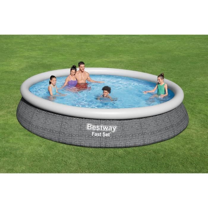 Kit Piscine hors sol autoportante BESTWAY - Fast Set - 457 x 84 cm - Ronde (Livrée avec une pompe et cartouche de filtration)