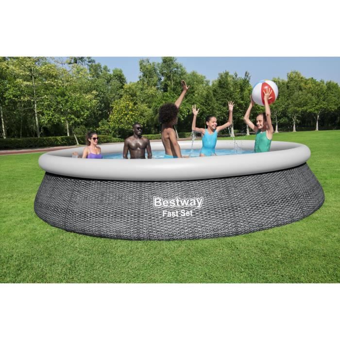 Kit Piscine hors sol autoportante BESTWAY - Fast Set - 457 x 84 cm - Ronde (Livrée avec une pompe et cartouche de filtration)