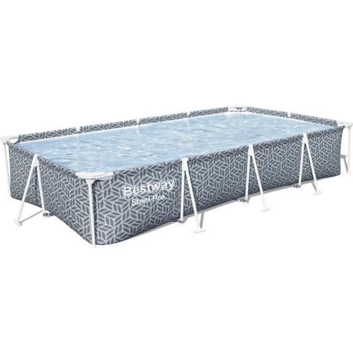 Piscine hors sol tubulaire BESTWAY - Steel Pro - 366 x 201 x 66 cm - Rectangulaire - décor graphique