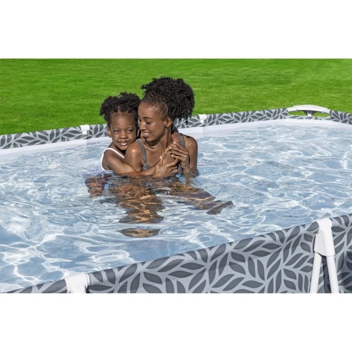 Piscine hors sol tubulaire BESTWAY - Steel Pro - 366 x 201 x 66 cm - Rectangulaire - décor graphique