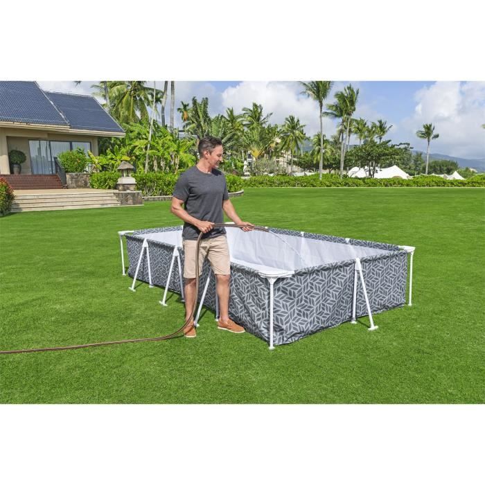 Piscine hors sol tubulaire BESTWAY - Steel Pro - 366 x 201 x 66 cm - Rectangulaire - décor graphique