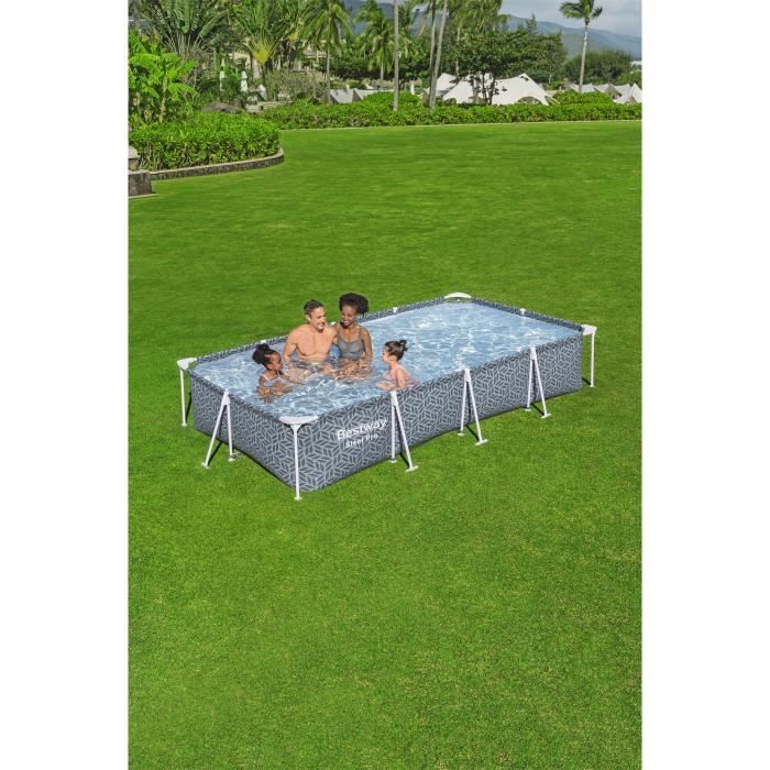 Kit Piscine hors sol tubulaire BESTWAY - Steel Pro - 366 x 201 x 66 cm - Rectangulaire (Inclus épurateur a Cartouche)