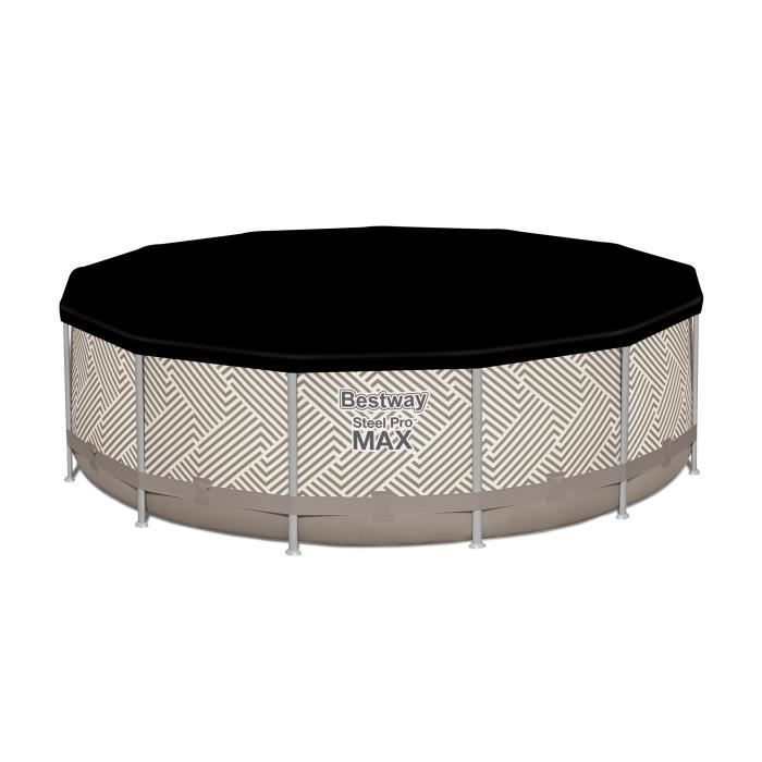 Kit Piscine hors sol tubulaire BESTWAY Steel Pro Max 396 x 107 cm - Ronde (Avec filtre a cartouche, auvent, bâche, échelle)