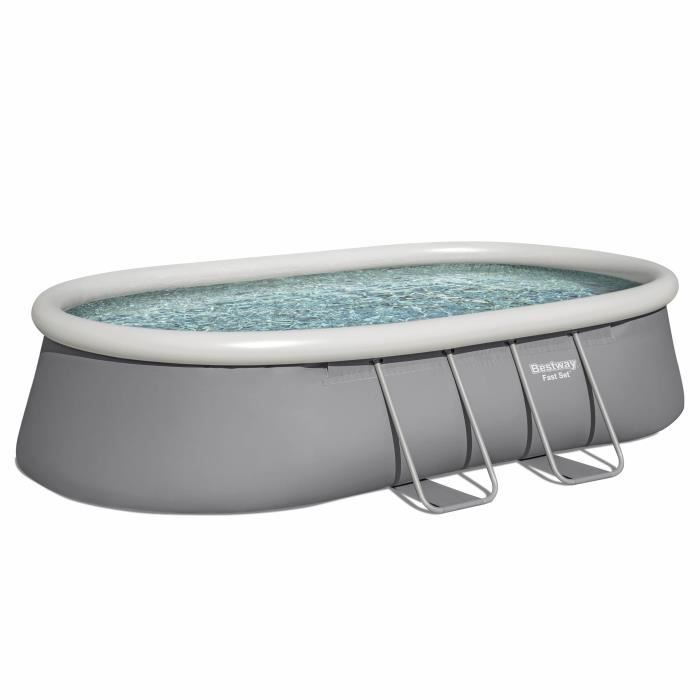 Kit Piscine hors sol autoportante BESTWAY - Fast Set - 488 x 305 x 107cm - Ovale (avec filtre, échelle, bâche, cartouche)