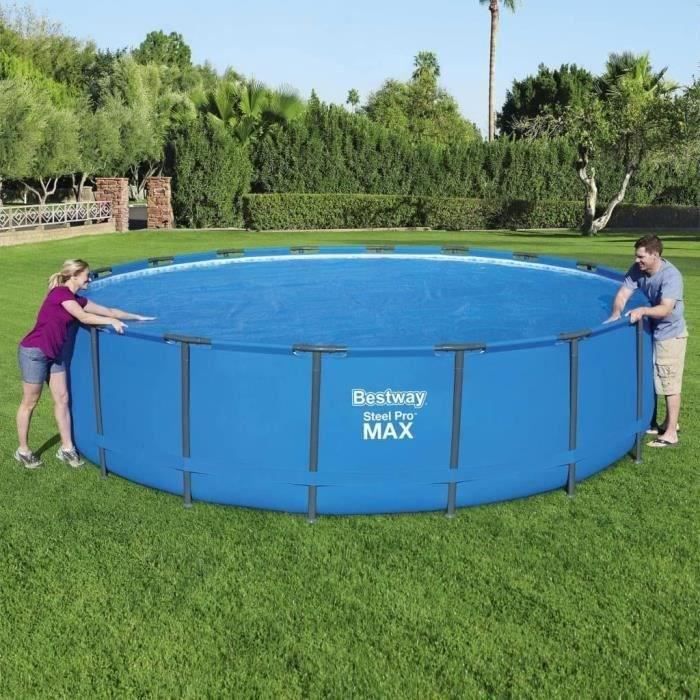 Bâche solaire - BESTWAY - Frame Pool - Diametre 521cm - Bleu - 150 grs/m2