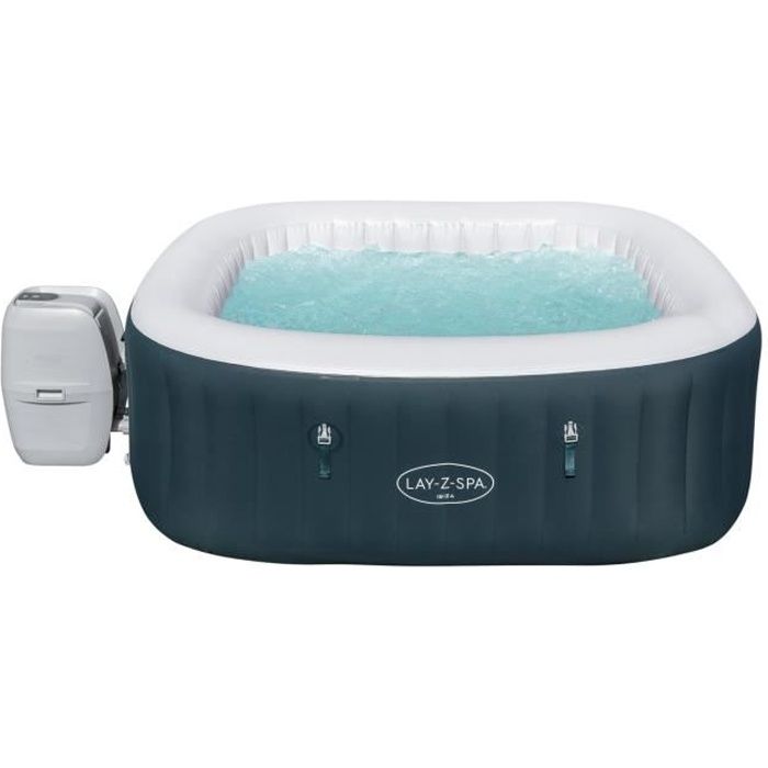 Spa gonflable BESTWAY - Lay-Z-Spa Ibiza Airjet - 180 x 180 x 66 cm - 4/6 places - Carré (+ couverture, cartouche, diffuseur)