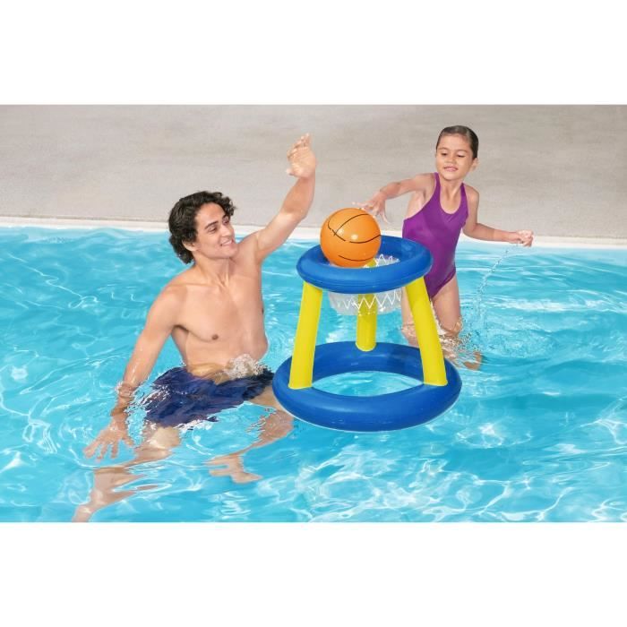 Jeu de piscine Panier de Basket flottant - BESTWAY - 52418 - Ballon, 3 anneaux, diametre 61 cm