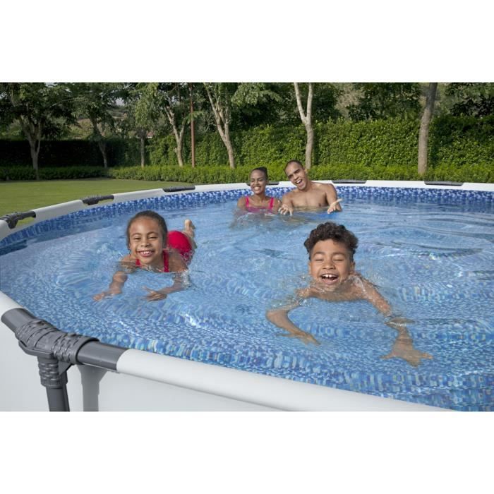 Kit Piscine hors sol tubulaire BESTWAY - Steel Pro Max - 427 x 84 cm - Ronde (Livrée avec une pompe de filtration)