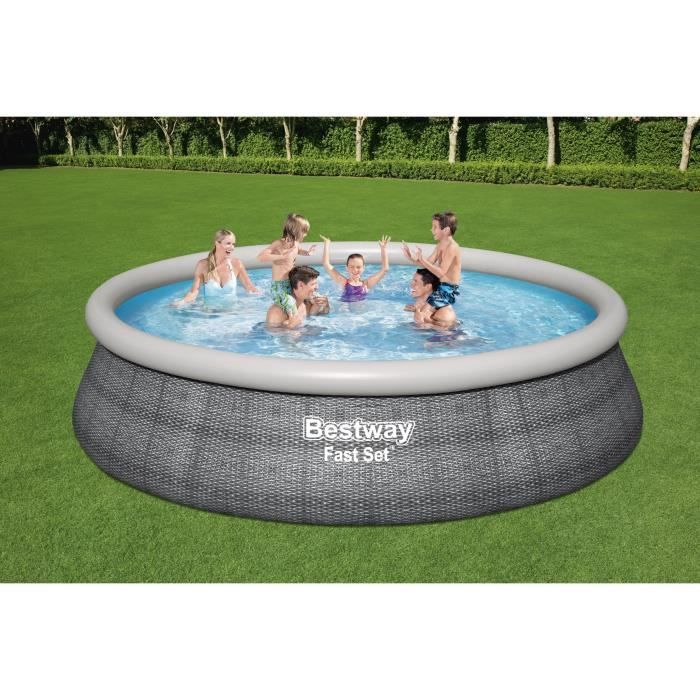 Kit Piscine hors sol autoportante BESTWAY -  Fast Set - 457 x 107 cm - Ronde (Livrée avec une pompe de filtration)