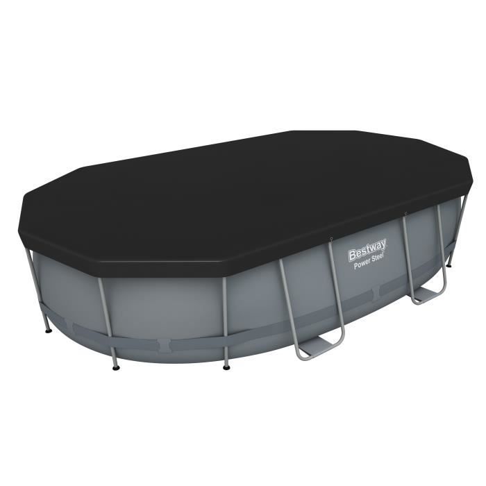 Kit Piscine hors sol tubulaire BESTWAY - Power Steel- 488 x 305 x 107 cm - Ovale (Livrée avec une échelle, une bâche, un